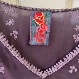 Johnny Was Purple on Purple Embroidered V-Neck Tunic